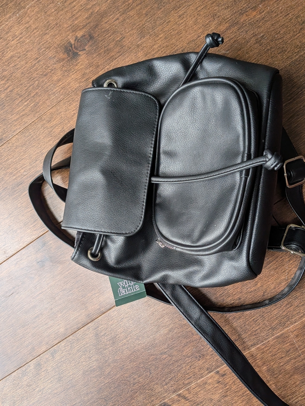wild fable Black Faux-Leather Men's Backpack
